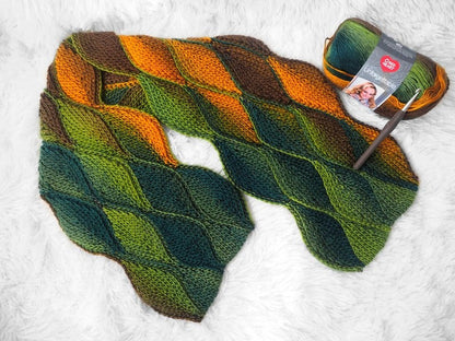 LEAFY knit-look scarf Crochet Pattern