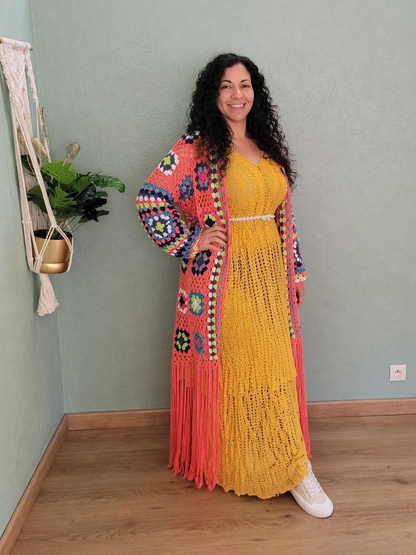Long Granny Chic Cardigan Crochet Pattern