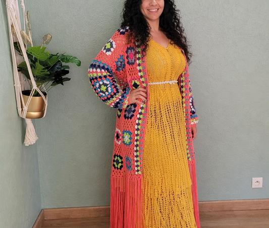 Long Granny Chic Cardigan Crochet Pattern