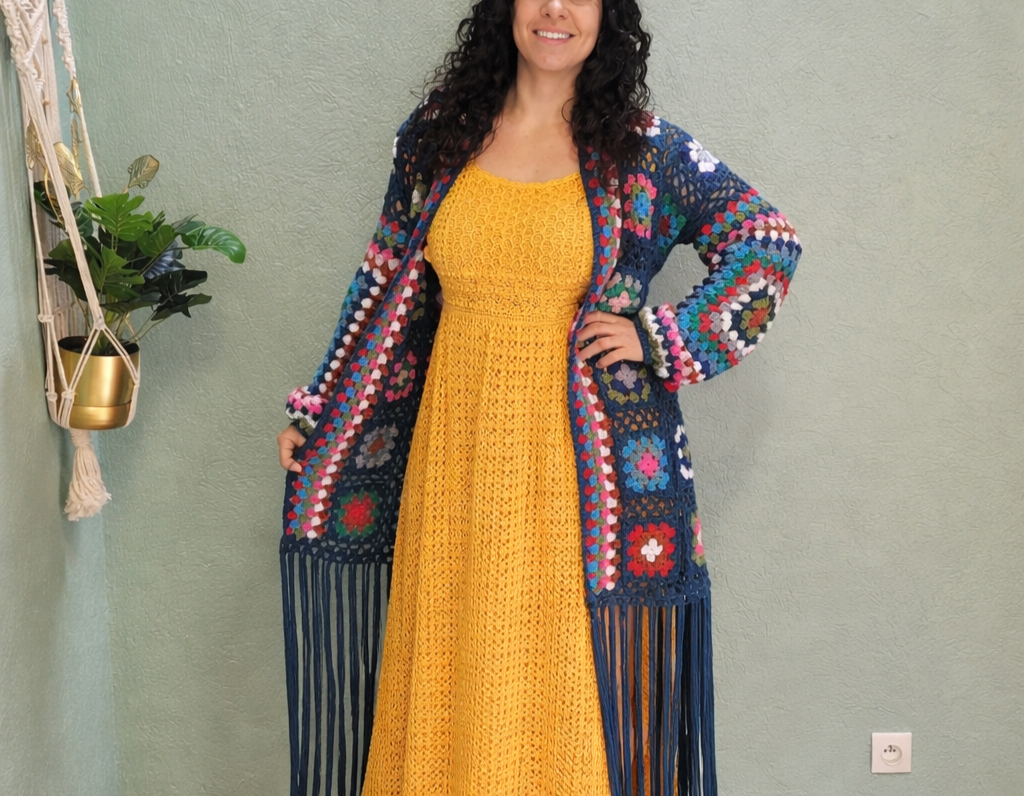 Long Granny Chic Cardigan Crochet Pattern