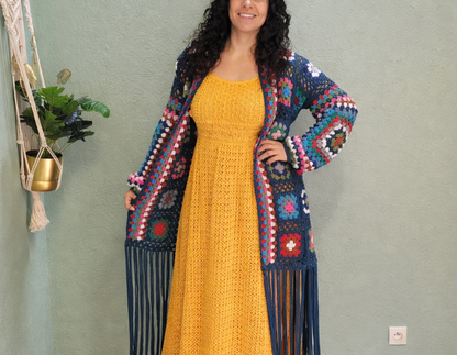 Long Granny Chic Cardigan Crochet Pattern