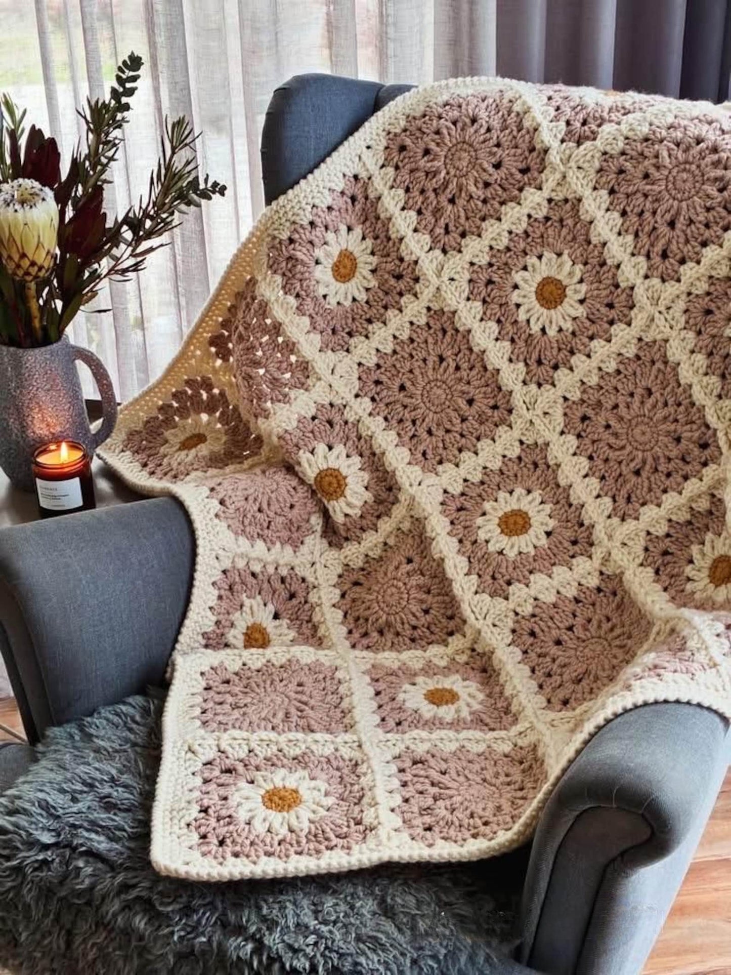 Daisy Cozy Throw Crochet Pattern