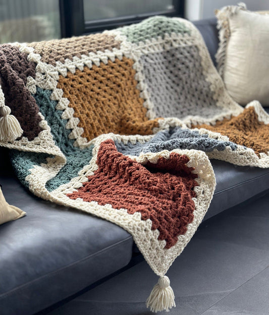 Granny Square Throw Crochet Pattern