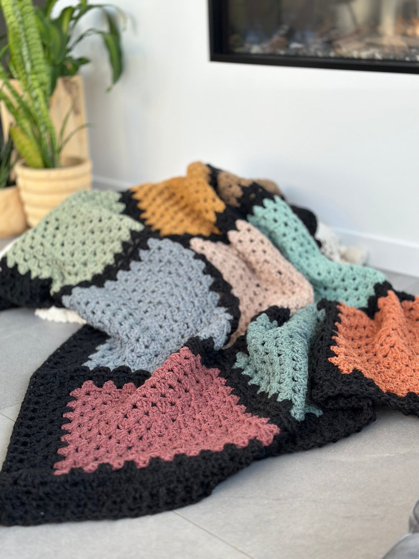 Granny Square Throw Crochet Pattern