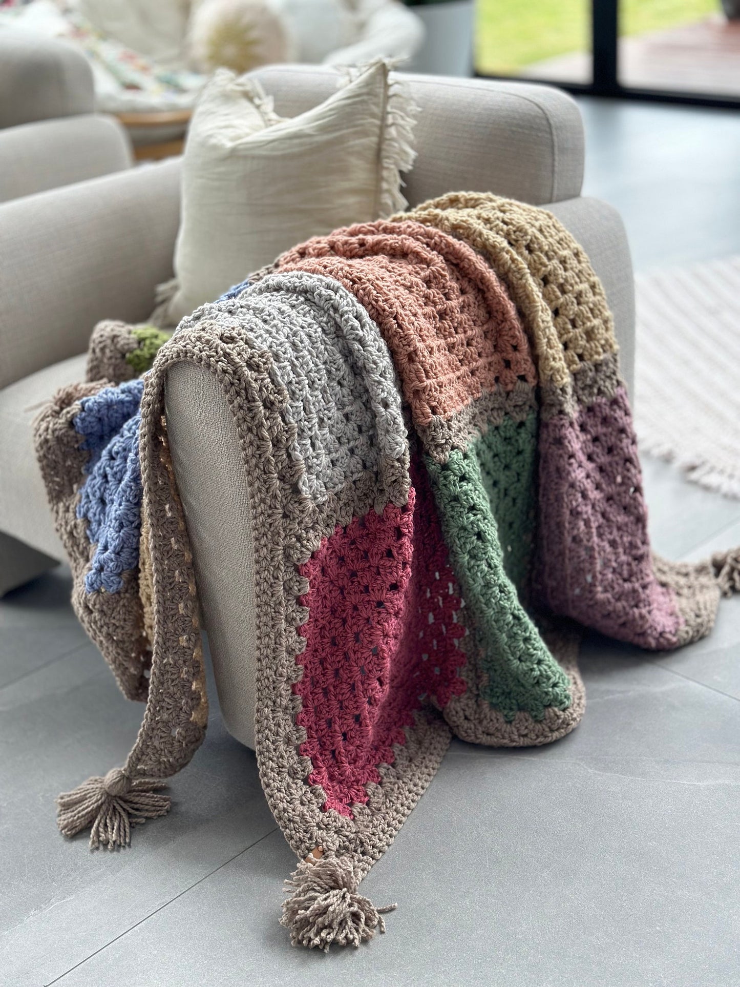 Granny Square Throw Crochet Pattern