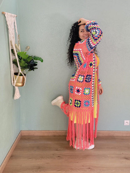 Long Granny Chic Cardigan Crochet Pattern