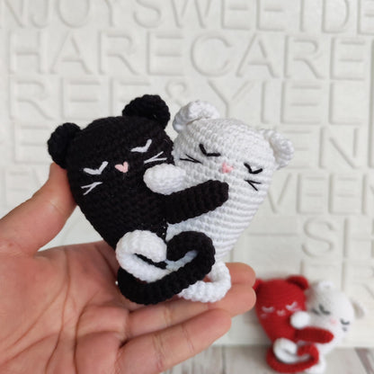 Hugging Cats Heart Crochet Pattern