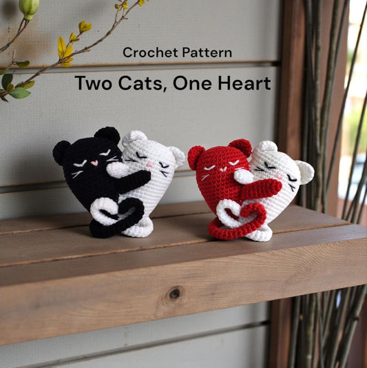 Hugging Cats Heart Crochet Pattern