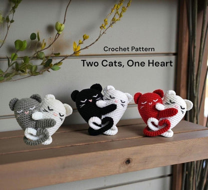 Hugging Cats Heart Crochet Pattern