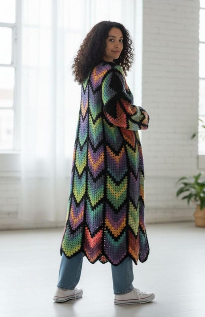 Boho Drift Long Coat - Crochet Pattern
