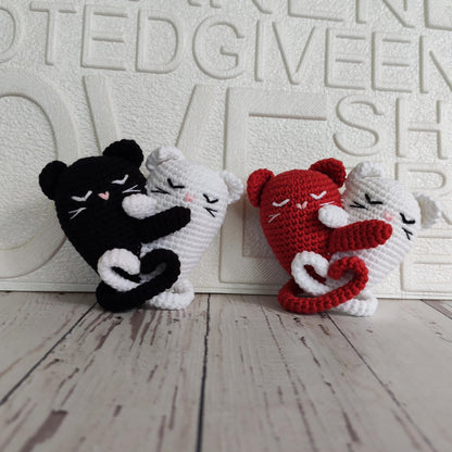 Hugging Cats Heart Crochet Pattern