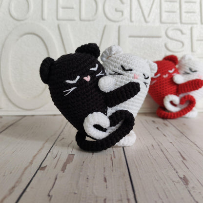 Hugging Cats Heart Crochet Pattern