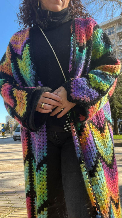 Boho Drift Long Coat - Crochet Pattern