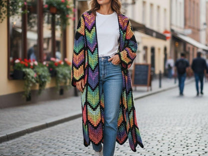 Boho Drift Long Coat - Crochet Pattern