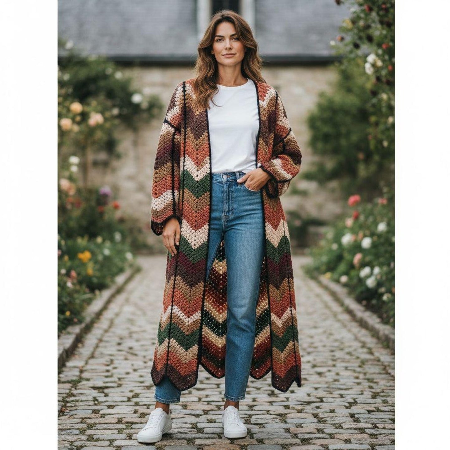 Boho Drift Long Coat - Crochet Pattern