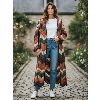 Boho Drift Long Coat - Crochet Pattern